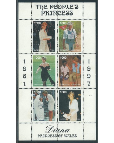 Quirguistão Folha com 06 selos com a Princesa Diana 14.440 N